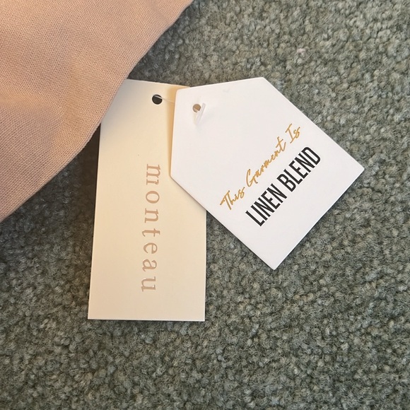 NWT LINEN BEIGE STRAPLESS JUMPSUIT WITH ADJUSTABLE BELT AND RUCHED ELASTIC BACK - Picture 9 of 9